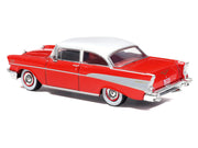 1957 Chevrolet Bel Air Red with White Top and Red Interior 1/64 Diecast Model by IXO Models image 3