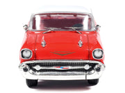 1957 Chevrolet Bel Air Red with White Top and Red Interior 1/64 Diecast Model by IXO Models image 4