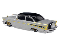 1957 Chevrolet Bel Air Lowrider Gray with Black Top and Gold Accents 1/64 Diecast Model Car by IXO Models image 3