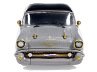 1957 Chevrolet Bel Air Lowrider Gray with Black Top and Gold Accents 1/64 Diecast Model Car by IXO Models image 4