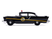 1957 Chevrolet One-Fifty Police Car "Kentucky State Police" Black with Yellow Stripes 1/64 Diecast Model Car by IXO Models image 2