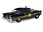 1957 Chevrolet One-Fifty Police Car "Kentucky State Police" Black with Yellow Stripes 1/64 Diecast Model Car by IXO Models image 3