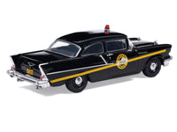 1957 Chevrolet One-Fifty Police Car "Kentucky State Police" Black with Yellow Stripes 1/64 Diecast Model Car by IXO Models image 3