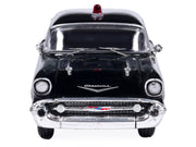 1957 Chevrolet One-Fifty Police Car "Kentucky State Police" Black with Yellow Stripes 1/64 Diecast Model Car by IXO Models image 4