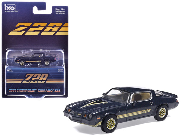 IXO 1981 Chevrolet Camaro Z28 dark blue metallic gold stripes 1:64 IA64018, product image 1