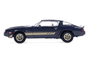 1981 Chevrolet Camaro Z28 Dark Blue Metallic with Gold Stripes and Interior 1/64 Diecast Model Car by IXO Models image 2