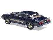 1981 Chevrolet Camaro Z28 Dark Blue Metallic with Gold Stripes and Interior 1/64 Diecast Model Car by IXO Models image 3