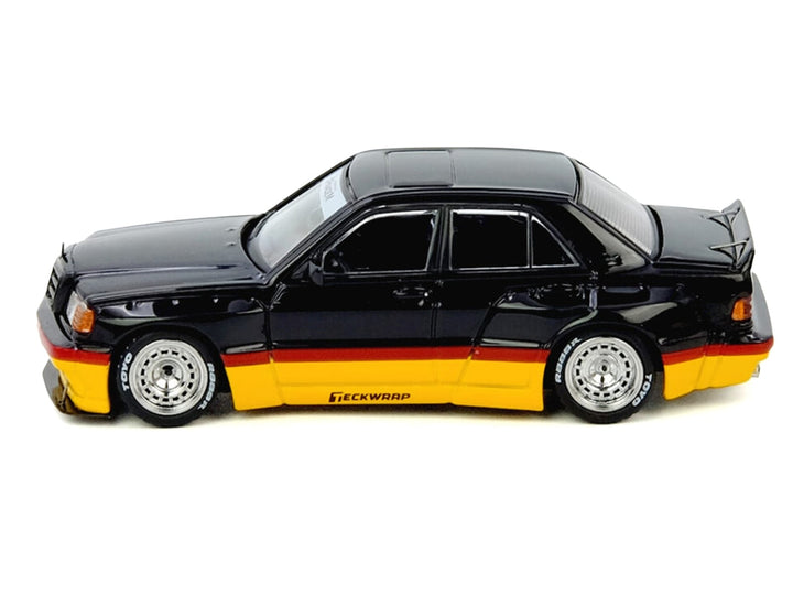 Pandem Rocket Bunny 190E Black with Red and Yellow Stripes "Diecast Con Madrid 2026 Event Edition" 1/64 Diecast Model Car by Inno Models image 2