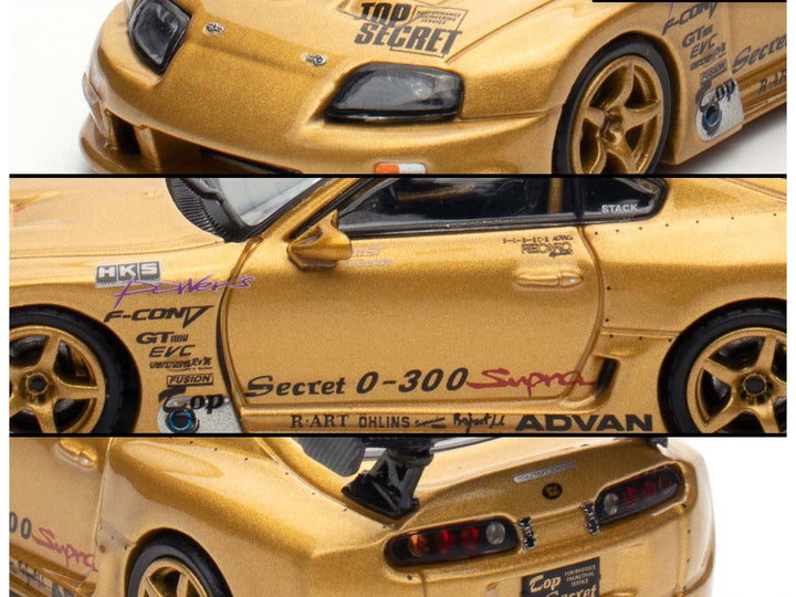 Toyota Supra (A80) "Top Secret" GT300 RHD (Right Hand Drive) Gold Metallic "Tokyo Auto Salon 2025 Event Exclusive" 1/64 Diecast Model Car by Inno Models image 2