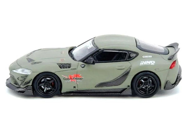 Toyota Supra (A90) "DarwinPro" Matt Green with Carbon Accents 1/64 Diecast Model Car by Inno Models image 2