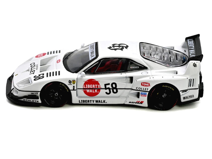LBWK (Liberty Walk) F40 #58 White with Graphics "Collet" 1/64 Diecast Model Car by Inno Models image 2