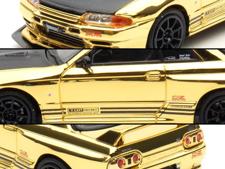 Nissan Skyline GT-R (R32) "Top Secret" RHD (Right Hand Drive) Chrome Gold with Carbon Hood "The Model Car Show Malaysia 2025 Event Edition" 1/64 Diecast Model Car by Inno Models image 2