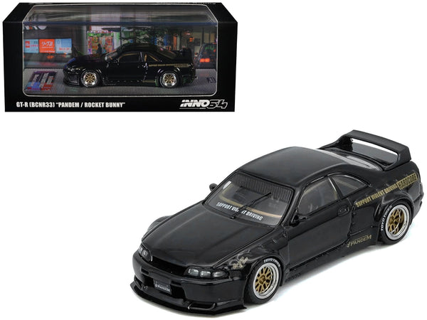Nissan Skyline GT-R (BCNR33) RHD (Right Hand Drive) "Pandem - Rocket Bunny" Black 1/64 Diecast Model Car by Inno Models