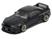 Nissan Skyline GT-R (BCNR33) RHD (Right Hand Drive) "Pandem - Rocket Bunny" Black 1/64 Diecast Model Car by Inno Models image 2