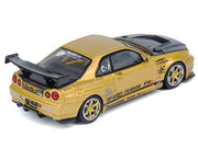 Nissan Skyline GT-R (R34) RHD (Right Hand Drive) "Top Secret" Gold Metallic with Carbon Hood and Trunk 1/64 Diecast Model Car by Inno Models image 2