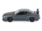 Nissan Skyline GT-R (R34) "Top Secret" RHD (Right Hand Drive) Stealth Gray with Carbon Hood "GTSHOW 2025 Event Edition" 1/64 Diecast Model Car by Inno Models image 2