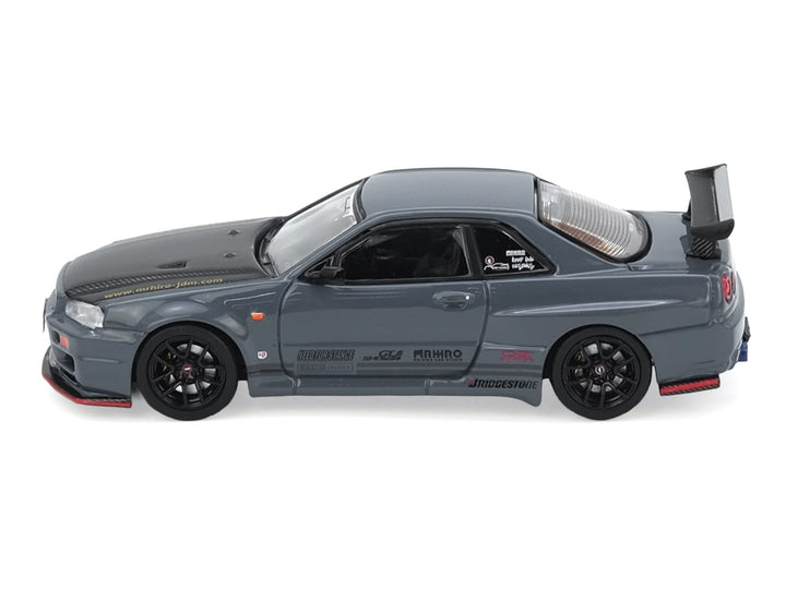 Nissan Skyline GT-R (R34) "Top Secret" RHD (Right Hand Drive) Stealth Gray with Carbon Hood "GTSHOW 2025 Event Edition" 1/64 Diecast Model Car by Inno Models image 2
