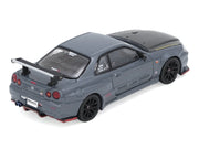 Nissan Skyline GT-R (R34) "Top Secret" RHD (Right Hand Drive) Stealth Gray with Carbon Hood "GTSHOW 2025 Event Edition" 1/64 Diecast Model Car by Inno Models image 3