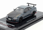 Nissan Skyline GT-R (R34) "Top Secret" RHD (Right Hand Drive) Stealth Gray with Carbon Hood "GTSHOW 2025 Event Edition" 1/64 Diecast Model Car by Inno Models image 4