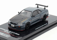 Nissan Skyline GT-R (R34) "Top Secret" RHD (Right Hand Drive) Stealth Gray with Carbon Hood "GTSHOW 2025 Event Edition" 1/64 Diecast Model Car by Inno Models image 4