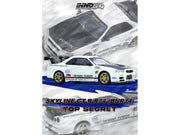 Nissan Skyline GT-R (R34) "Top Secret" RHD (Right Hand Drive) White with Carbon Hood 1/64 Diecast Model Car by Inno Models image 3