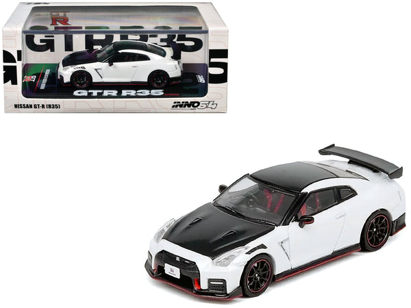 Nissan GT-R (R35) Nismo RHD (Right Hand Drive) White with Carbon Hood and Top 1/64 Diecast Model Car by Inno Models image 4