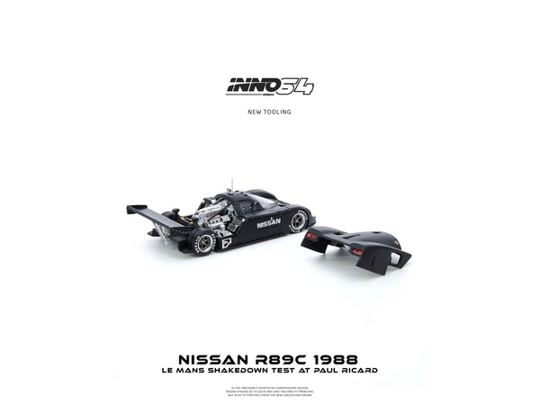 Nissan R89C Matt Black "Le Mans Shakedown Test at Paul Ricard 1988" 1/64 Diecast Model Car by Inno Models image 3