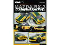 Mazda RX-3 Savanna RHD (Right Hand Drive) #1 "Katayama Racing Livery" Green and Yellow Striped 1/64 Diecast Model Car by Inno Models image 2