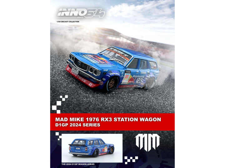 1976 Mazda RX3 Station Wagon RHD (Right Hand Drive) #12 "Mad" Mike Whiddett "D1 Grand Prix" (2024) 1/64 Diecast Model Car by Inno Models image 2