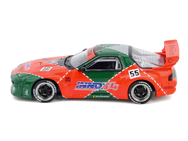Mazda RX7 (FC3S) "Pandem Aero" RHD (Right Hand Drive) #55 Red and Green "Hong Kong Toycar Salon 2025 Event Edition" 1/64 Diecast Model Car by Inno Models image 2