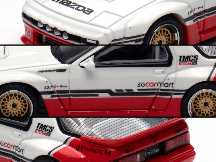 Mazda RX-7 (FC3S) "Pandem Rocket Bunny" White and Red with Black Stripes "The Model Car Show Singapore 2025 Event Edition" 1/64 Diecast Model Car by Inno Models image 2