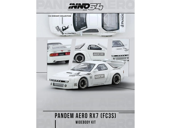 Mazda RX7 (FC3S) "Pandem Aero" Widebody Kit White with Graphics 1/64 Diecast Model Car by Inno Models image 3