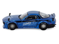 Inno Models Mazda RX-7 FD3S right-hand drive Pandem Rocket Bunny blue chrome Tokyo Auto Salon 2026 1:64 IN64-RX7FDP-TAS26, view 2