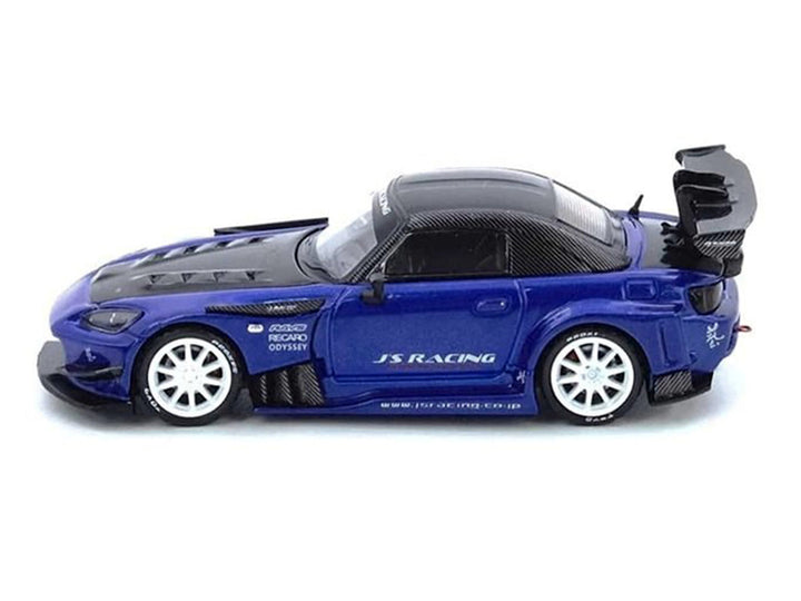 Honda S2000 RHD (Right Hand Drive) "J's Racing" Blue Metallic with Carbon Hood and Top 1/64 Diecast Model Car by Inno Models image 2