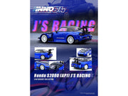 Honda S2000 RHD (Right Hand Drive) "J's Racing" Blue Metallic with Carbon Hood and Top 1/64 Diecast Model Car by Inno Models image 4