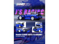 Honda S2000 RHD (Right Hand Drive) "J's Racing" Blue Metallic with Carbon Hood and Top 1/64 Diecast Model Car by Inno Models image 4