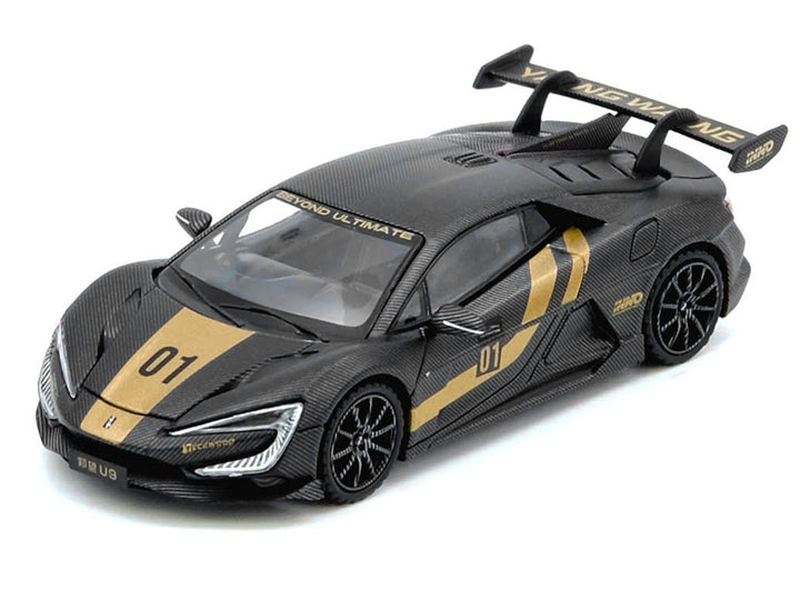 Yangwang U9 #01 Carbon Fiber with Gold Stripes "APA XPO 2025 Event Edition" 1/64 Diecast Model Car by Inno Models image 2