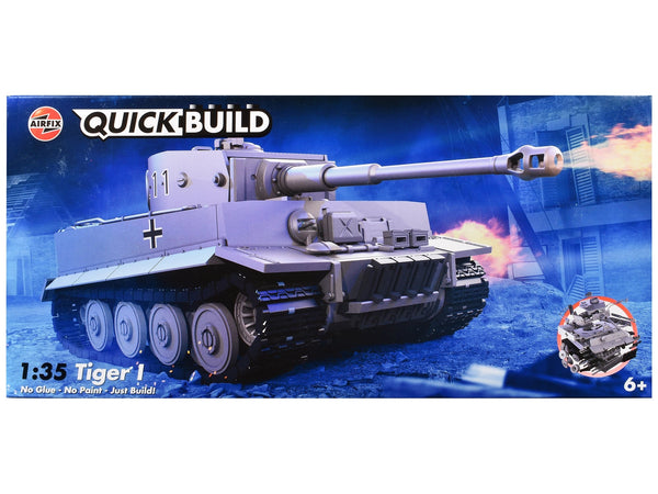 Skill 1 Model Kit Tiger I Tank "German Army" Snap Together Painted Plastic Model Tank Kit 1/35 Scale by Airfix Quickbuild image 5