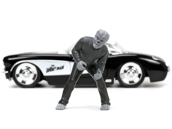 Jada 1957 Chevrolet Corvette black white top Wolfman figure set 1:24 JA32195, product image 1