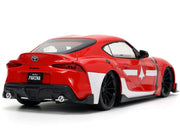2020 Toyota Supra Red with Graphics and Miriya Sterling Diecast Figurine "Robotech" "Hollywood Rides" Series 1/24 Diecast Model Car by Jada image 2