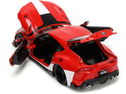 2020 Toyota Supra Red with Graphics and Miriya Sterling Diecast Figurine "Robotech" "Hollywood Rides" Series 1/24 Diecast Model Car by Jada image 4
