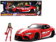 2020 Toyota Supra Red with Graphics and Miriya Sterling Diecast Figurine "Robotech" "Hollywood Rides" Series 1/24 Diecast Model Car by Jada image 5