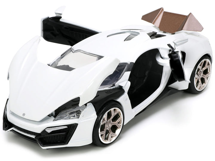 Lykan Hypersport White with Bronze Metallic Rear Spoiler "HKS" "Hyper-Spec" Series 1/24 Diecast Model Car by Jada image 2
