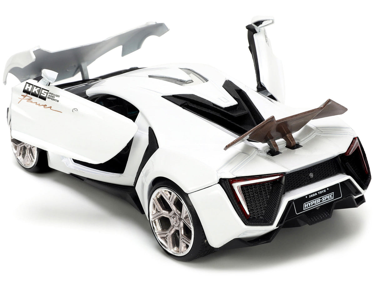 Lykan Hypersport White with Bronze Metallic Rear Spoiler "HKS" "Hyper-Spec" Series 1/24 Diecast Model Car by Jada image 3