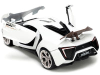 Lykan Hypersport White with Bronze Metallic Rear Spoiler "HKS" "Hyper-Spec" Series 1/24 Diecast Model Car by Jada image 3