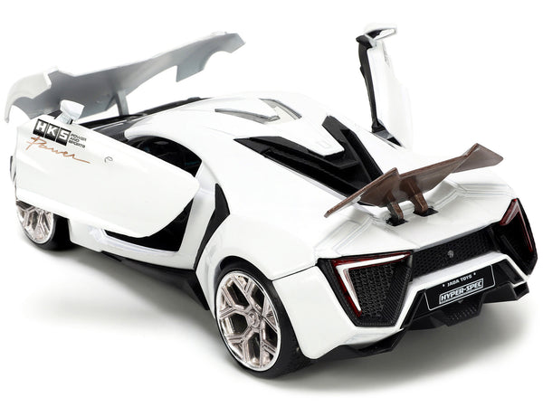 Lykan Hypersport White with Bronze Metallic Rear Spoiler "HKS" "Hyper-Spec" Series 1/24 Diecast Model Car by Jada image 3