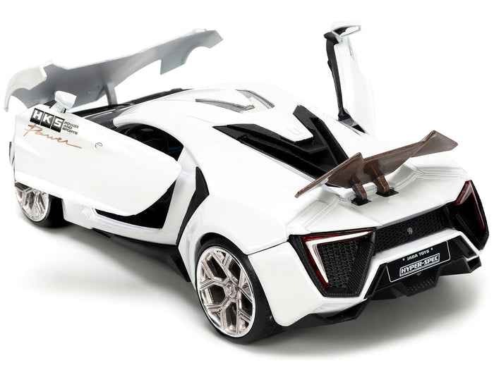 Lykan Hypersport White with Bronze Metallic Rear Spoiler "HKS" "Hyper-Spec" Series 1/24 Diecast Model Car by Jada image 3