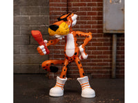 Flamin Hot Chester Cheetah glow action figure, snack accessory pose in styled display — Jada JA34049