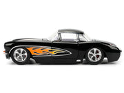 1957 Chevrolet Corvette Black with Flame Graphics and White Interior "Bigtime Muscle" Series 1/24 Diecast Model Car by Jada image 3