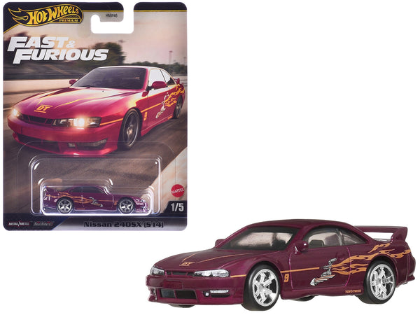 Nissan 240SX (S14) RHD (Right Hand Drive) Maroon with Graphics "The Fast and the Furious" (2001) Movie "Fast & Furious" Series Diecast Model Car by Hot Wheels